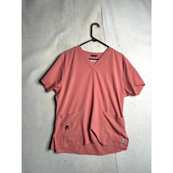 Carhartt Tops - Carhartt Force Modern Fit Scrub Top Womens XL Dusty Rose Stretch V Neck Medical